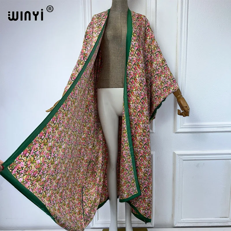 WINYI Kimono Summer sexy print luźny kardigan bluzka damska abaya okrycie plażowe boho maxi party dress kaftan sukienki damskie