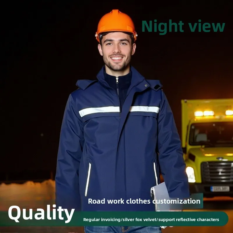 

Road work reflective clothing, three-in-one windproof and waterproof tooling clothing, construction clothing