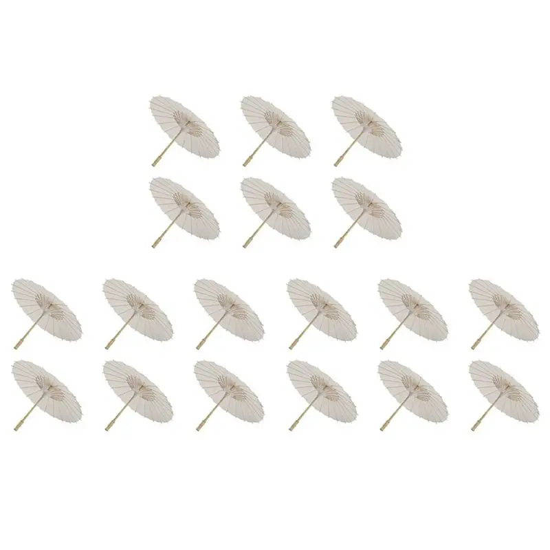

BAAJ-18PCS Paper Parasol 60Cm Beach Umbrella White DIY Umbrella Photography Props For Baby Shower Party Wedding