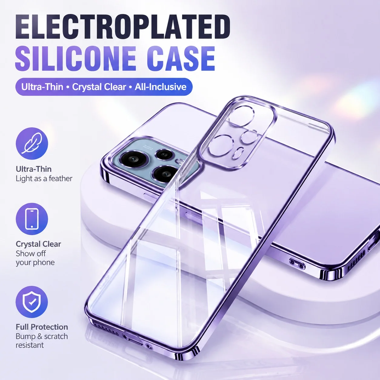 Original Plating Phone Case for Redmi Note 12 Turbo 12T 12R Pro Plus 12S Discovery Speed 5G Soft Silicone Clear Back Cover Funda