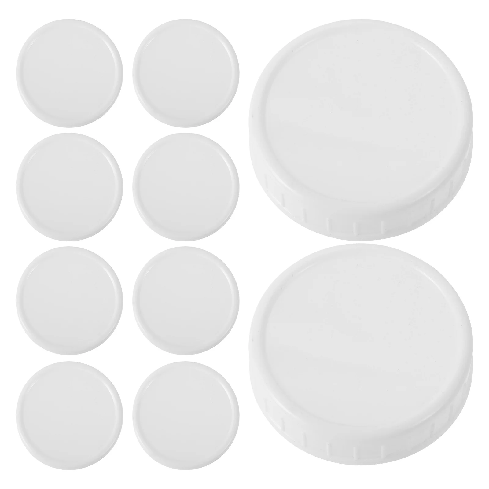 10 Pcs Large Mouth Canning Lids Mason Jar Plastic for Jars Reusable Ball Cap Seal 750X750X200CM Covers Heat White Wide Small