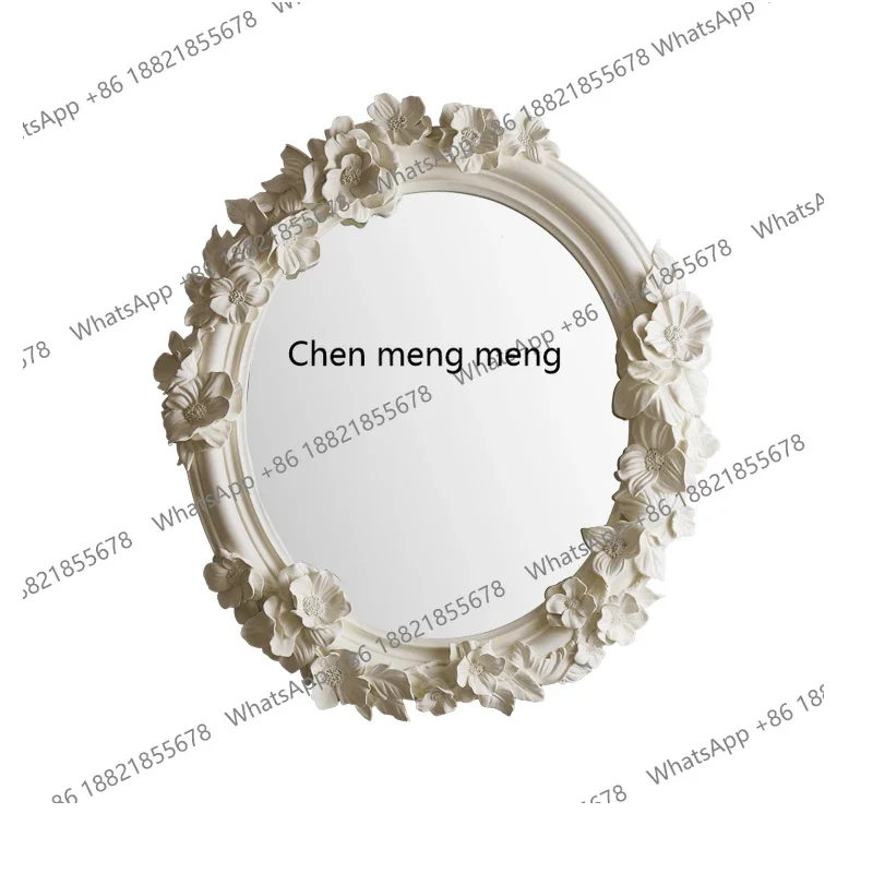 YL French decorative mirror living room porch background wall art wall hanging mirror cream wind carved bathroom mirror