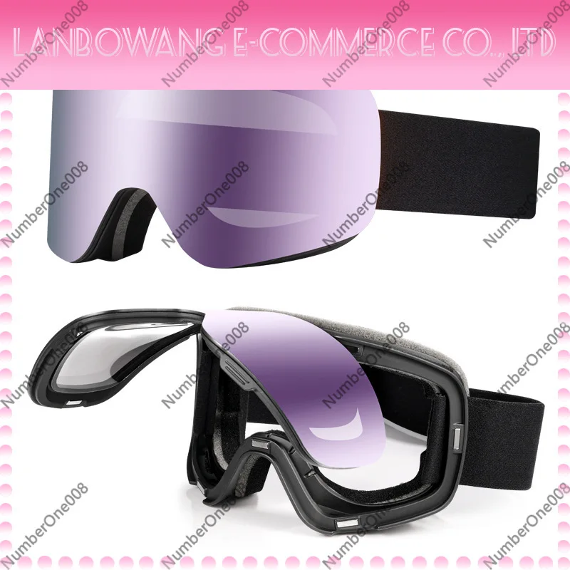 Magnetic Flip Up Ski Goggles Cylindrical Lens Double Layer Anti Fog OTG for Snowboard