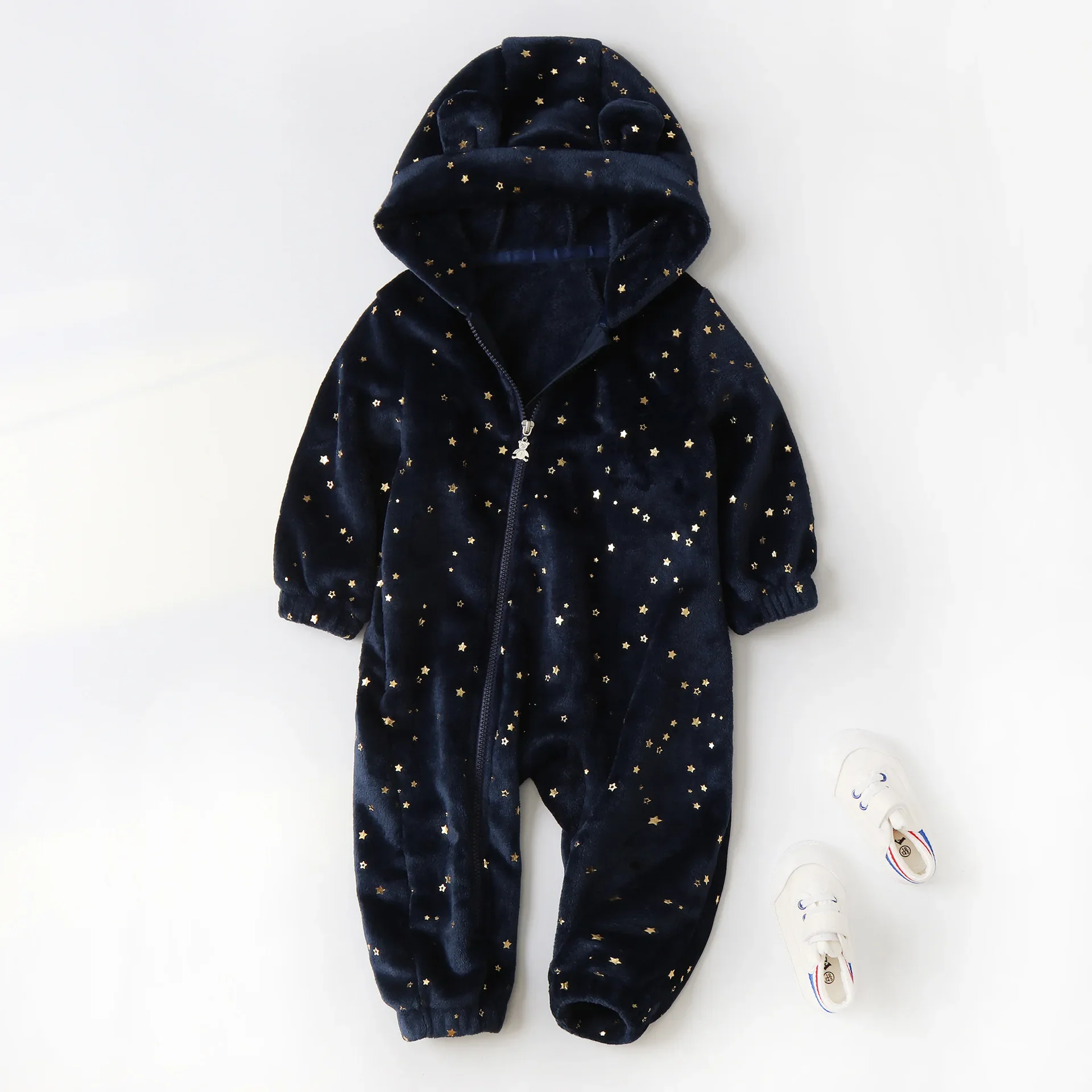 Ster Dubbelzijdig Flanellen Pasgeboren Baby Romper Onesie 2024 Herfst Winter Nieuwe Baby Kleding Zacht Kerstkostuum