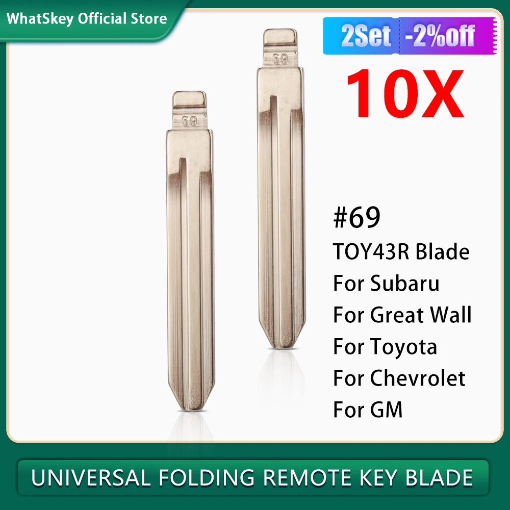 10PCS Uncut Blank Key #69 KD MINI/KD900 Remote TOY43R Blade For Subaru XV For Great Wall For Chevrolet/GM/Holden/ISUZU/Toyota