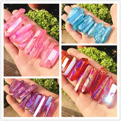 Wholesale1000g Electroplated Light Blue Titanium Aura Lemurian Seed Quartz Crystal Point Stones Specimen Natural Quartz Crystals