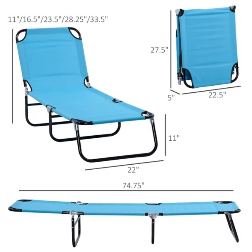 Fold-out recliner / beach chair waterproof powder-coated steel foldable design for easy transport and comfortable headrest