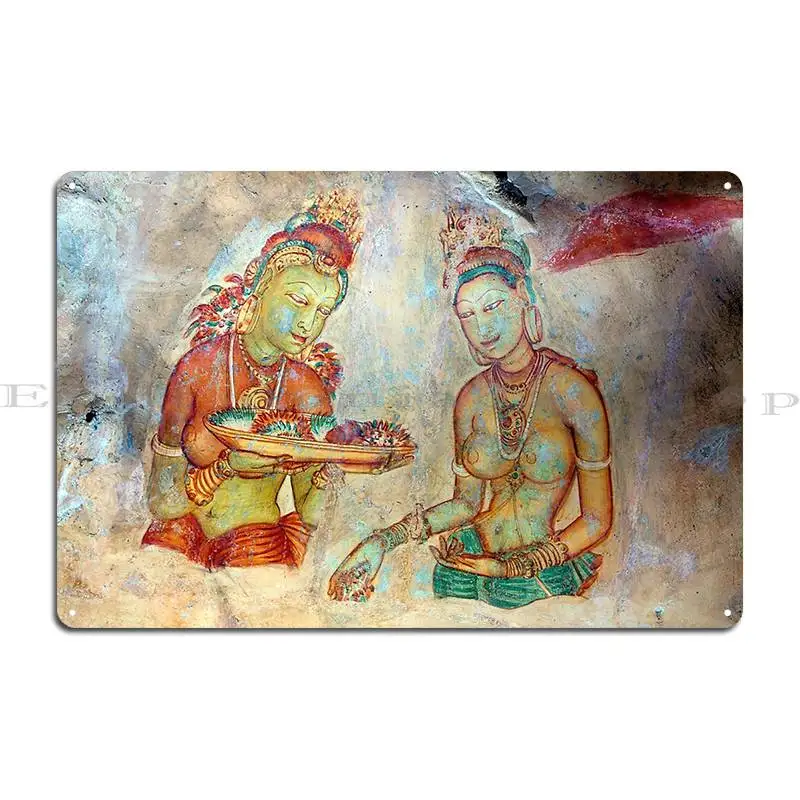 Sigiriya Fresco Frescoes Sri Lanka Metal Plaque Poster Funny Create Wall Decor Printed Club Tin Sign Poster