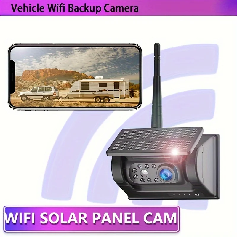 The New HD with Solar Panels 100M Magnetic Junction Wireless WIFI Backup Camera DVR Front and Rear View Camera for iOS and Andro
