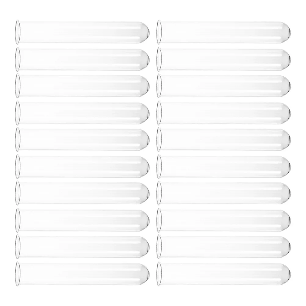 

20Pcs Glass Test Tubes Clear Stable Transparent Tubes for Science Experiments Chemical Liquid Storage Multipurpose Lab Test