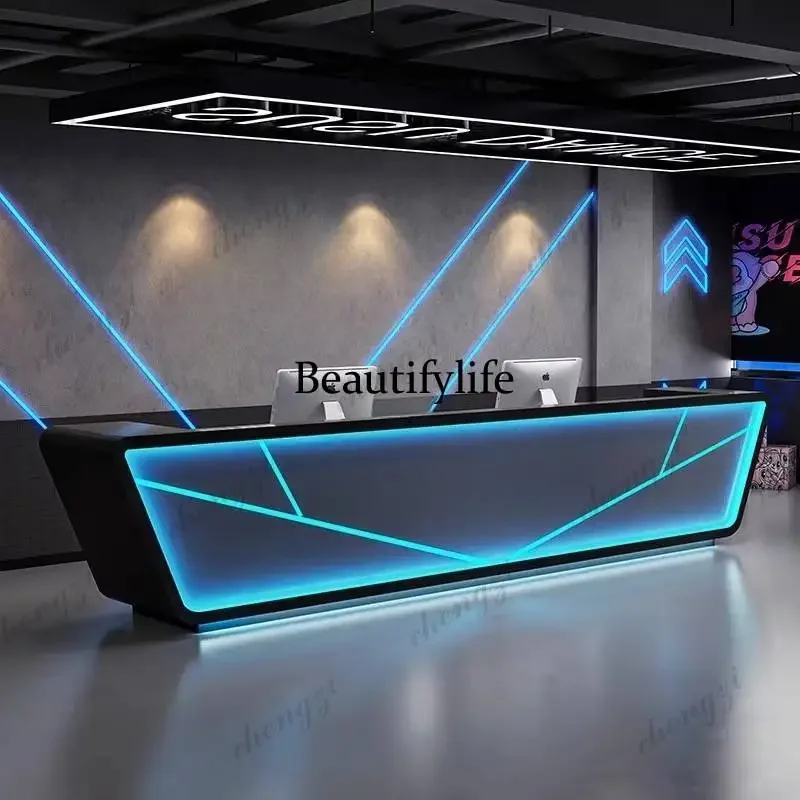 R134 Hotels Storage Reception Desks Orange Checkout Drawers Classic Reception Desks Corner Luxury Mostrador Recepcion Furniture