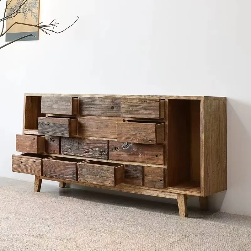 sx-Wabi Sabi Aged Solid Wood Durable Eco-Friendly Bedroom Furniture for Living Room Indoor Home Use