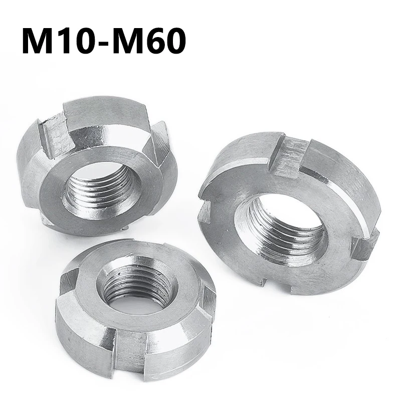 1/3/5Pcs Slotted Round Nut M10 M12 M14 M16 M18 M20 M22 M24 M25 M27 M30 M33 M35 M36 M39 M40~M60 304 Stainless Steel Four Slot Nut