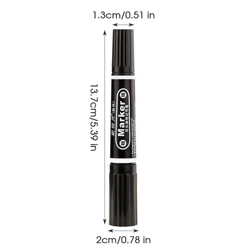 Double-Ended Oil-Based Markers,Large-Tip Pen Refillable High-Capacity Logistics Marker, 6mm-1mm Nib,Quick-Drying,Non-Erasable