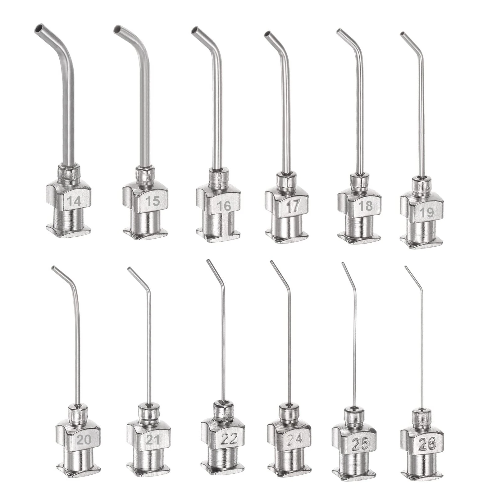 12Pcs/Box 1“ All Metal Bent 45° Glue Dispensing Needle Nozzle,Stainless Steel Syringe Luer Lock Needle Tip For Industry Use