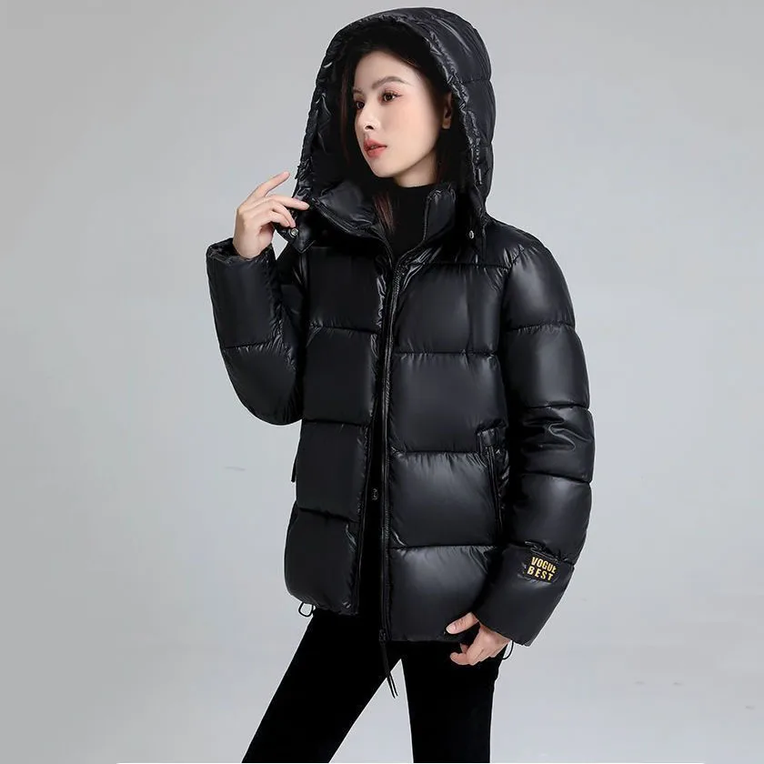 Women's Black Coat Short Hooded Thick Cotton Jacket For Women Winter Coat Jacket Warm Down Cotton Parkas Korean Loose Parkas
