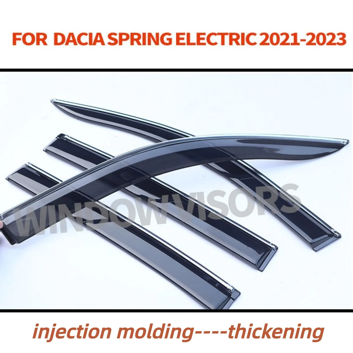 4Pcs Window Door Visor with Sliver Chrome For Dacia Spring EV Electric MK1-BW 2021 - 2023 Vent Awning Sun Rain Smoke Guard Cover