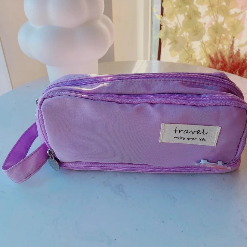 

Пенал Macaron, двухслойный пенал большой емкости, милые канцелярские принадлежности «Снова в школу»