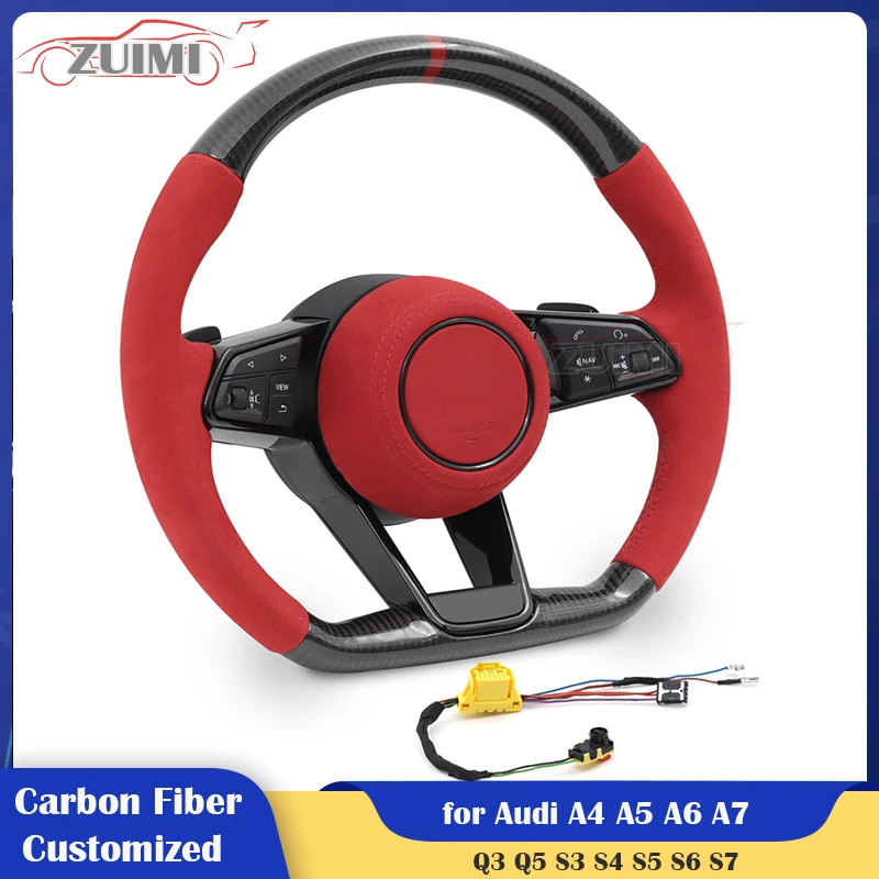 

Modified Red RS Style Carbon Fiber Car Steering Wheel for Audi R8 A3 A4 A5 A6 A7 Q3 Q5 Q7 Q8 S3 S4 S5 S6 S7 RS3 RS4 RS5 RS6 RS7