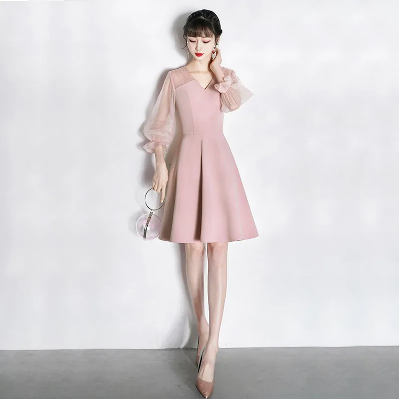 DongCMY Luxury Small Dress Usually Can Wear Banquet Pink Graduation Dress Fairy Noble Party Evening Dress For Special Events