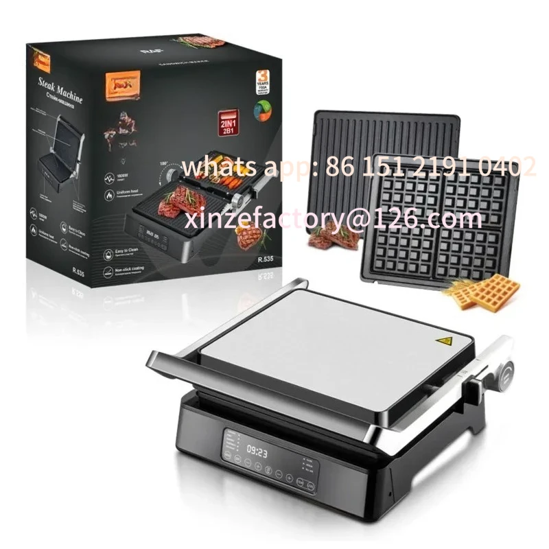 Customizable Breakfast Bread Maker Two-in-One Steak Cutter Sandwich Waffle Machine Detachable Smart Display