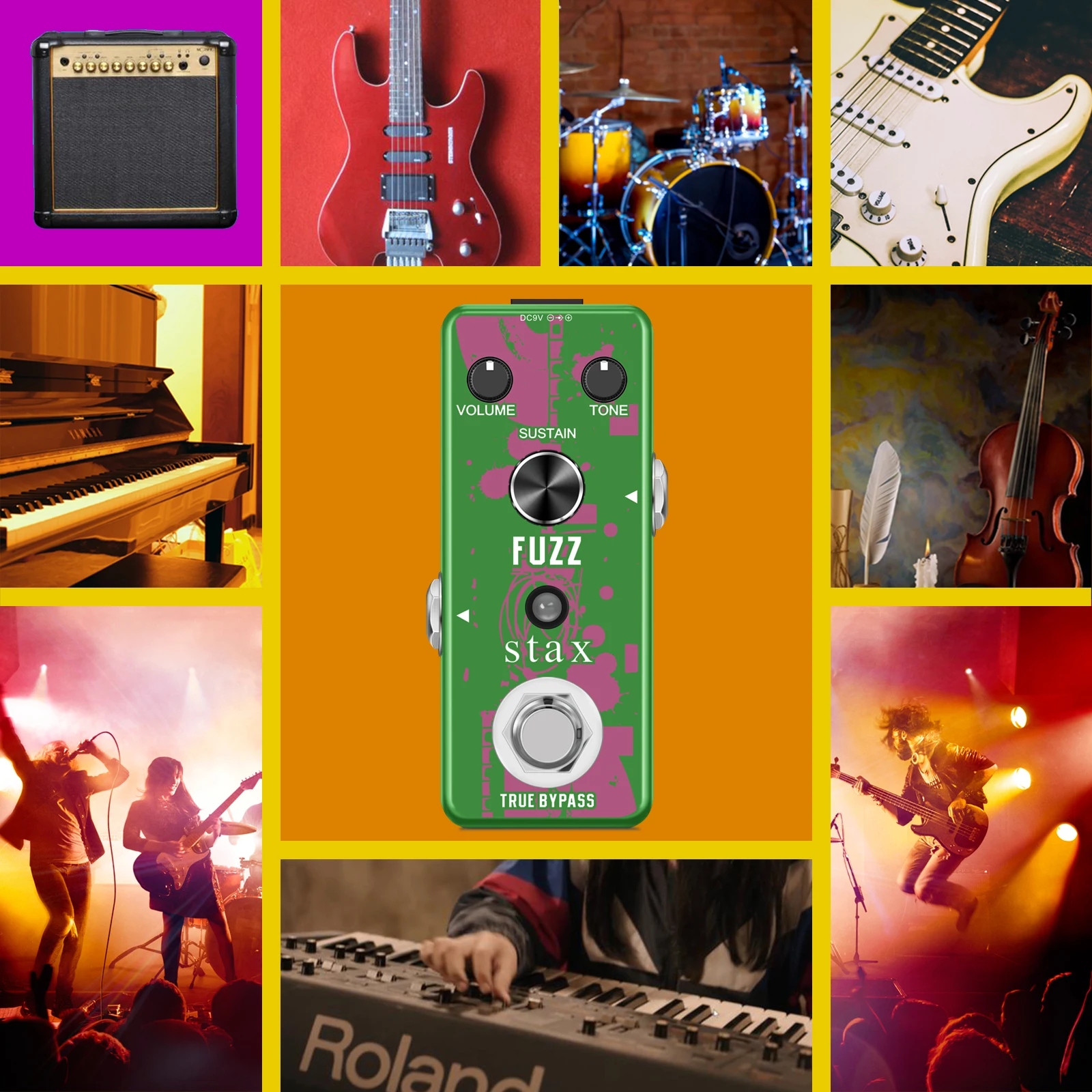 Stax Fuzz Pedaal, Stijlvolle Fuzz Gitaar Pedaal, Klassieke Mini Fuzz Pedaal Voor Elektrische Gitaar True Bypass