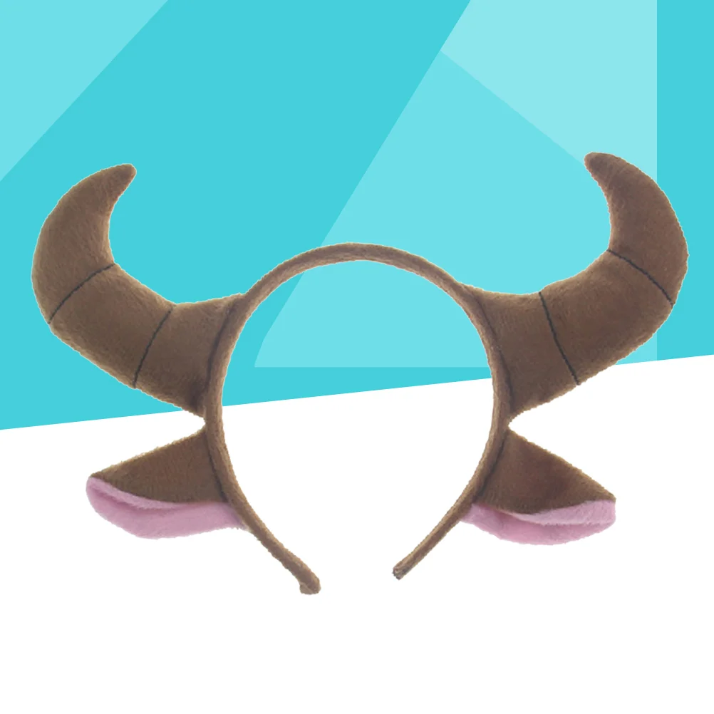 Headband Bull Horns Costume Ears Horn Cosplay Animal Bullhorn Headbands Cow Kids Party Plush Ox Halloween Headpiece Goat Hair