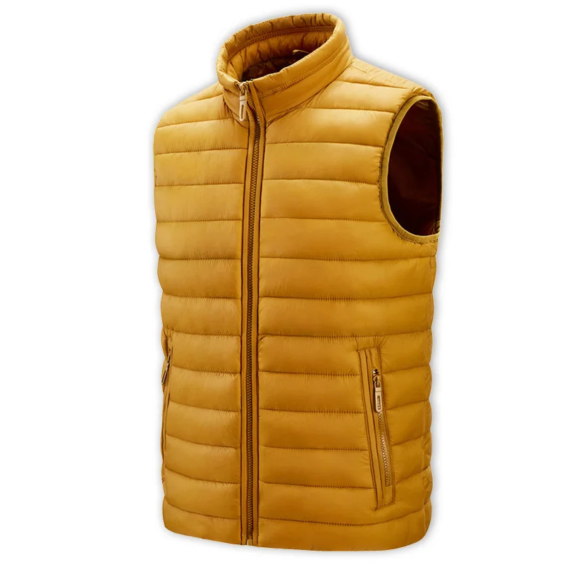 

2025 Men Down Vest Autuumn Winter Simple Solid Color Stand Collar Male Waistcoat Casual Slim Sleeveless Lightweight Man Coat