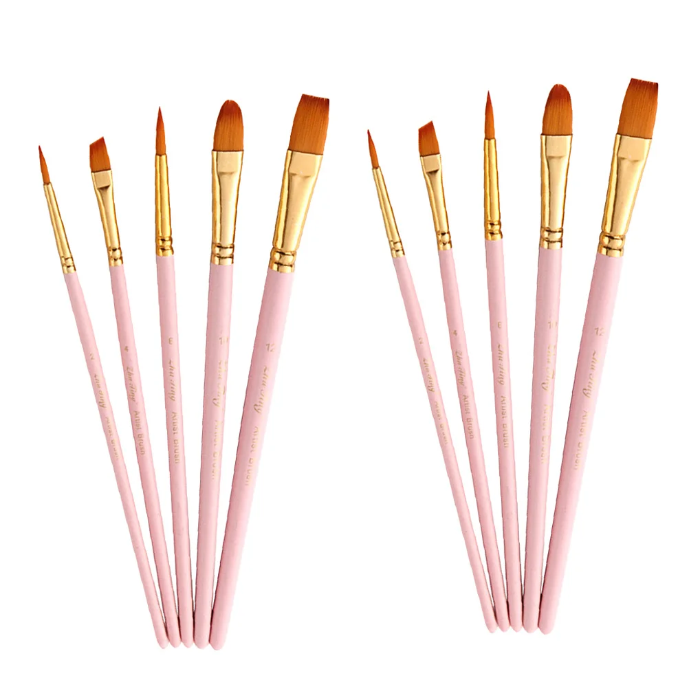 10 قطع من فرش الرسم الفنية ذات الأطراف الدقيقة ومقبض خشبي للرسم الزيتي بالألوان المائية ومشاريع الحرف اليدوية من الأكريليك الغواش #6