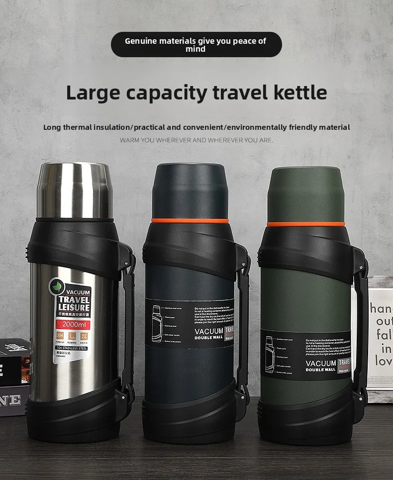 New Russian water bottle - 304 stainless steel outdoor sports water bottle - Large capacity double-layer insulated cup