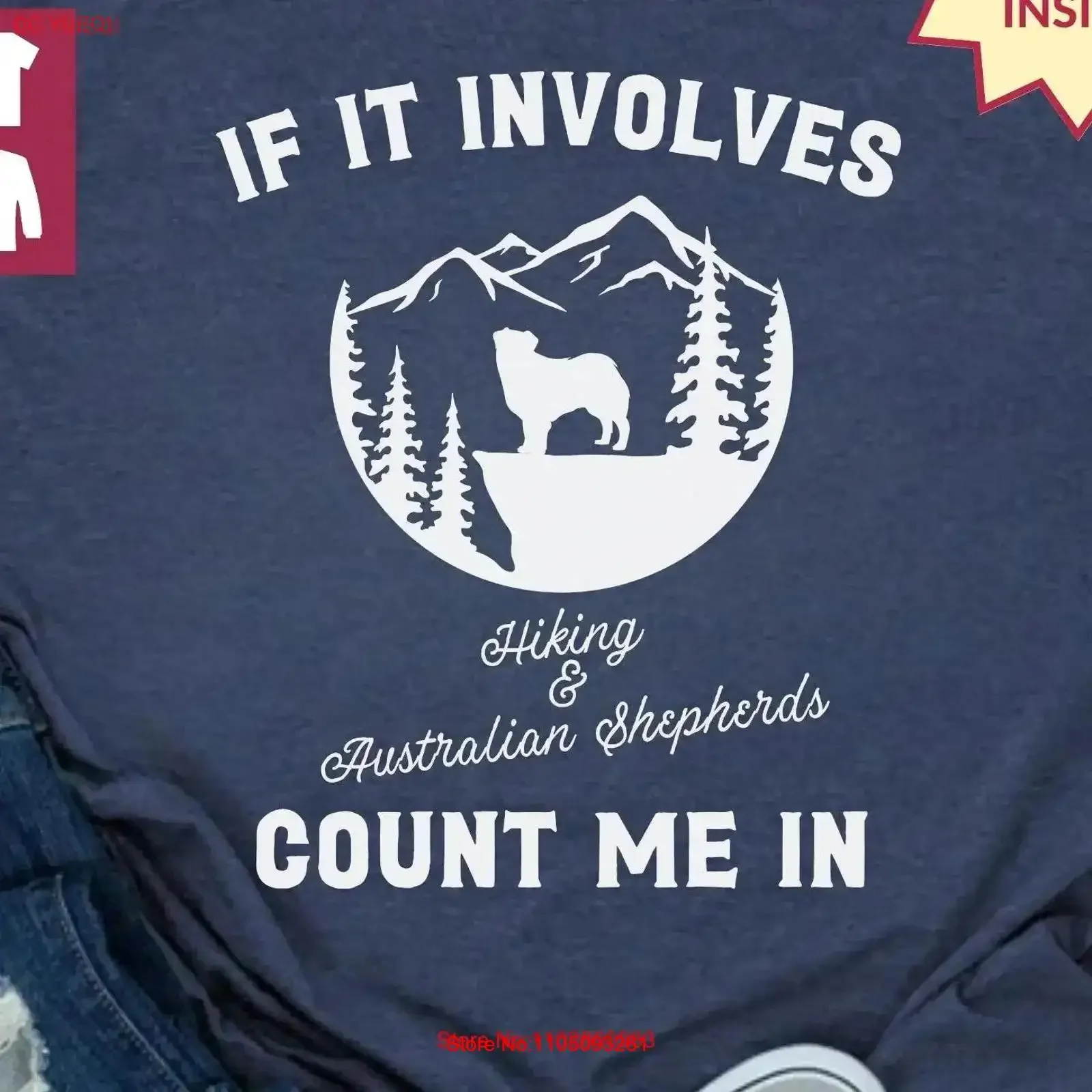 تي شيرت للتنزه سيرًا على الأقدام من الراعي الأسترالي في الهواء الطلق لمحبي الكلاب يشتملون أستراليًا في ملابس الشارع المغسولة الكلاسيكية الناعمة #1