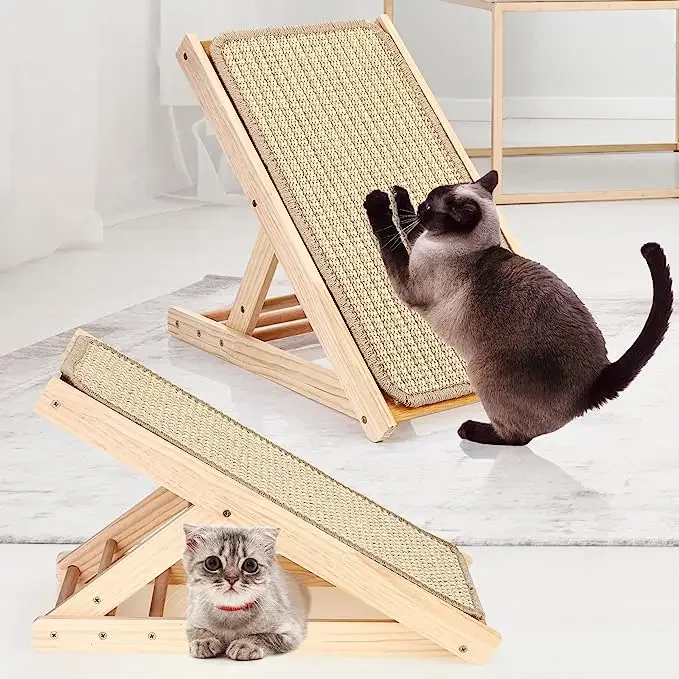 

New Pet Products Folding Sisal Cat Scratcher Slope Adjustable Cat Height