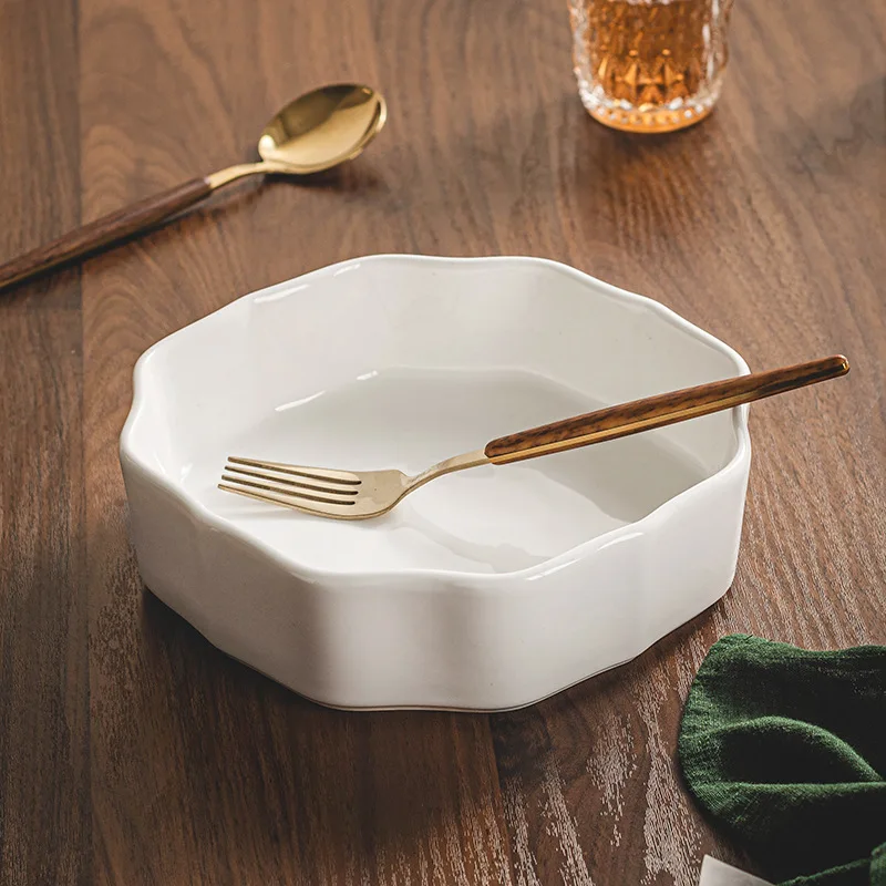 DSA Ceramic Deep Mouth Soup Plate High Value Private Dish Plate Flat Plate Club Creative Western Food  Hotel Restaurant