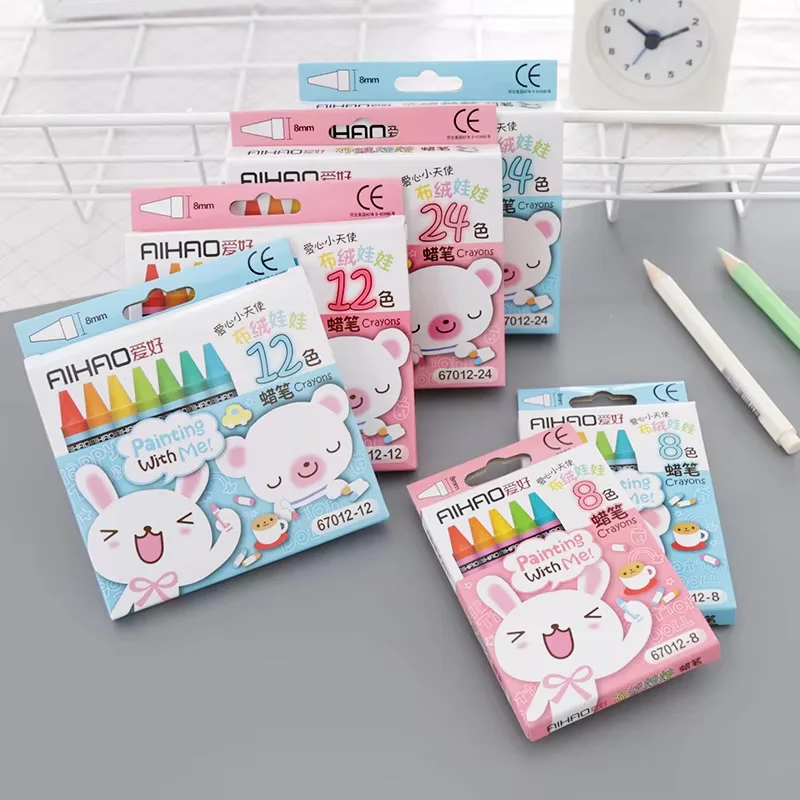 8/12/24 Warna Krayon Lilin Gambar Set Artis Cat Minyak Pastel Pensil untuk Anak Sekolah Sketsa Perlengkapan Siswa Hadiah Alat Tulis