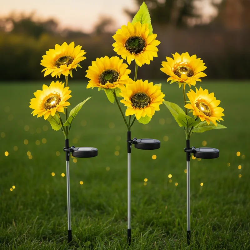 Sunflower Solar Light Outdoor Waterproof LED Ground Insert Lamp For Lawn Courtyard Decor