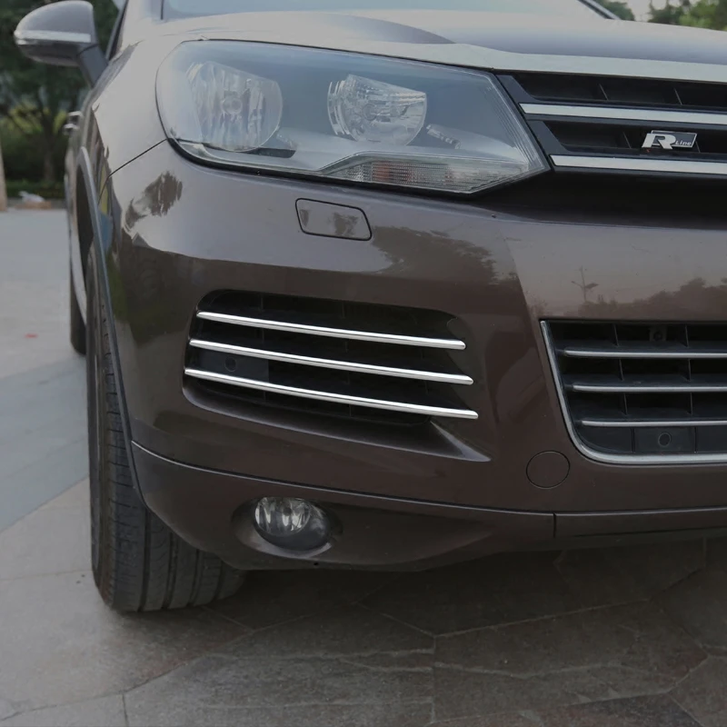 1 zestaw naklejek na przednie światła przeciwmgielne ze stali nierdzewnej do VW Touareg Akcesoria do dekoracji świateł przeciwmgielnych