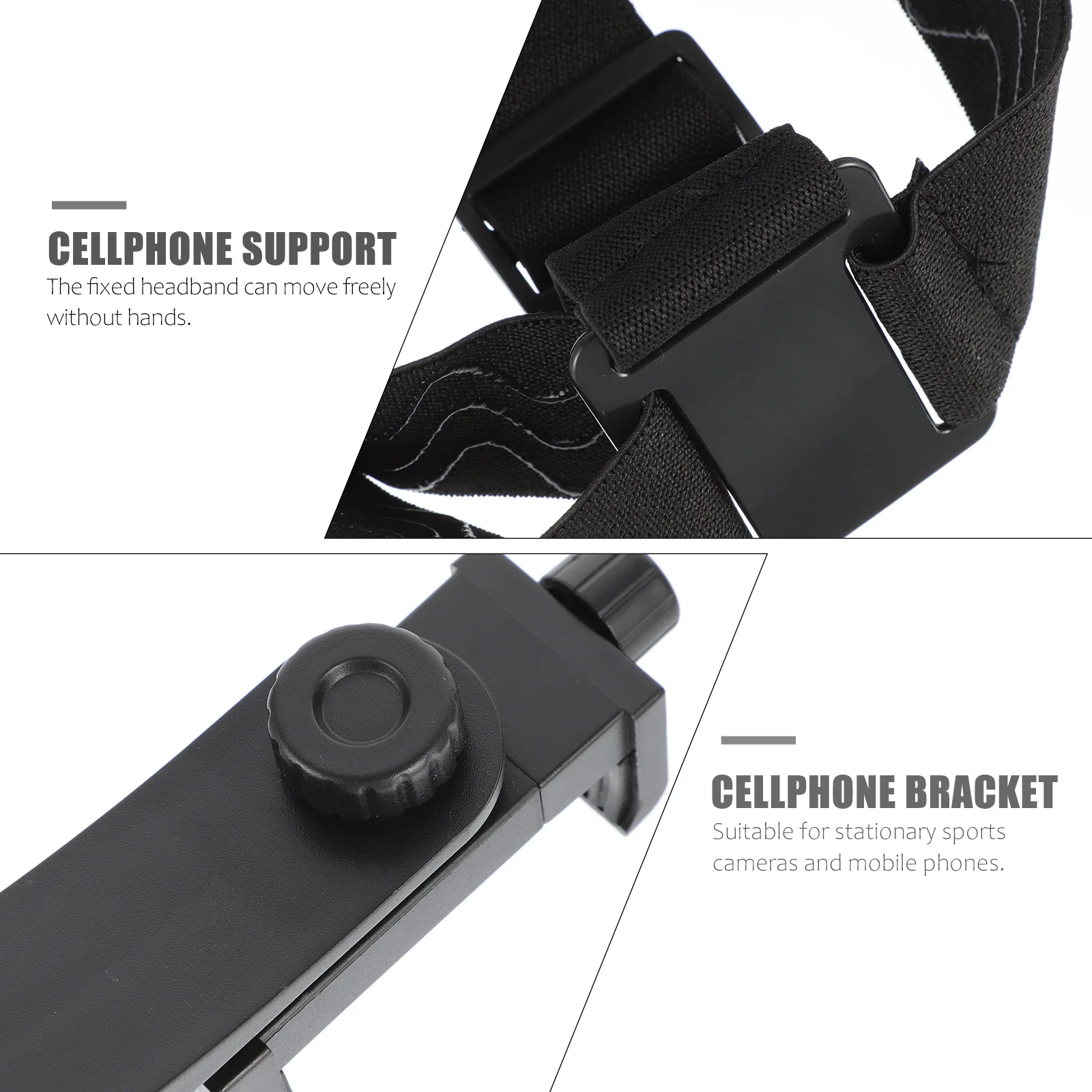 

1Set Head-Mounted Phone Holder Adjustable Headband First-Person View Live Shooting Bracket Mobile Phone Stand Sports Camera