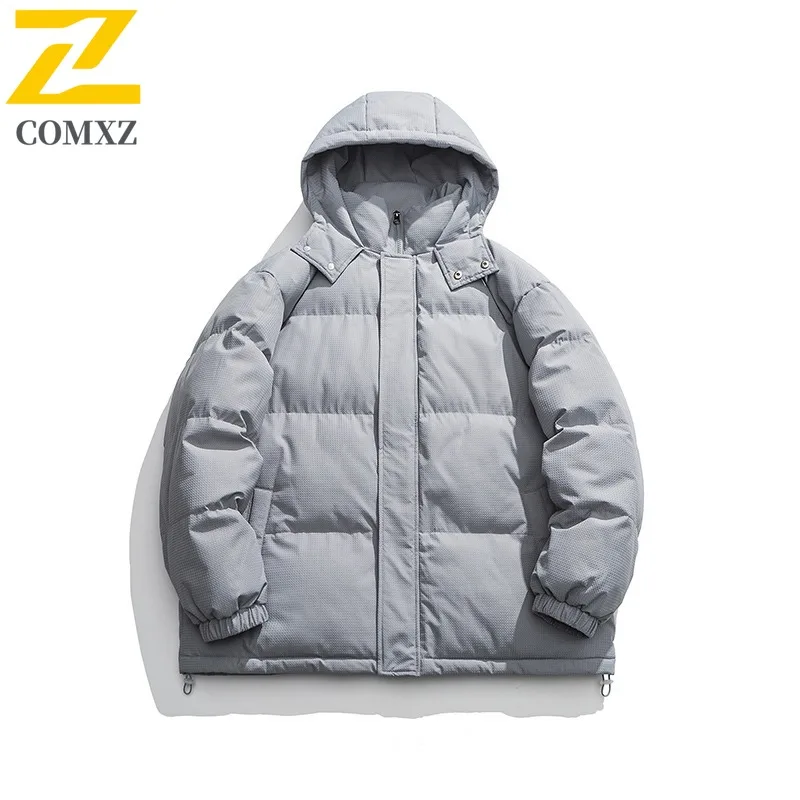 COMXZ 2025 Waterproof Down Cotton Jacket Men New Autumn Winter American Fashion Fleece Lined Thick Parka Warm Coat windbreaker