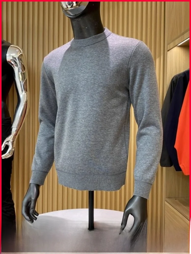 

Мужской теплый вязаный свитер из модала и шерсти с начесом, осенне-зимняя новинка, базовый слой, мягкий, свободный крой, модный городской стиль