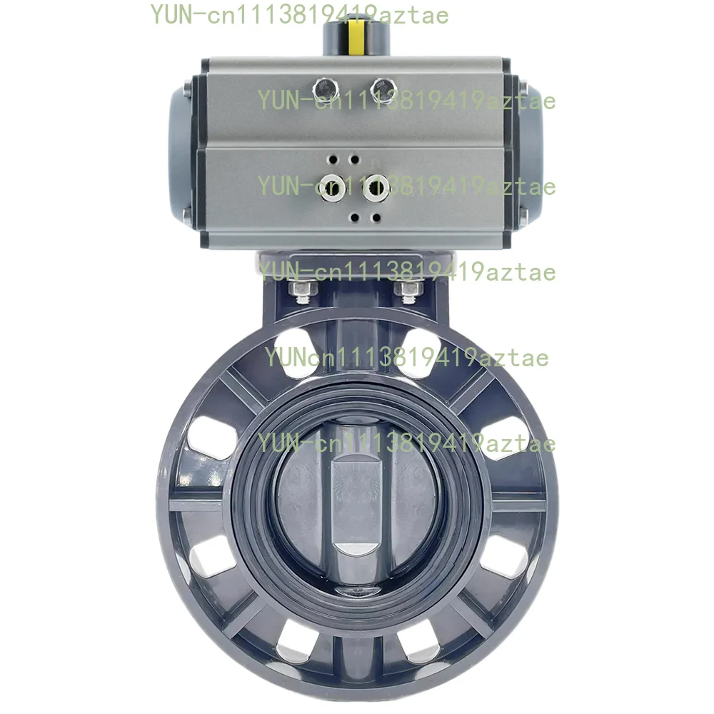 DN80 3 Inch UPVC Wafer Pneumatic Butterfly Valve Spring Single Acting IP65