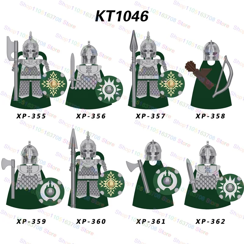 Cavalieri medievali Soldati Elfi Guerriero Esercito Figure Armatura Scudo Accessori Building Block Giocattoli per bambini Regali KT1046