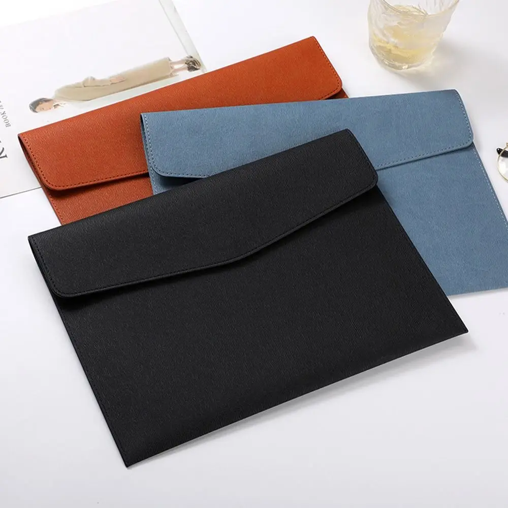 Large Capacity Faux Leather Document Bag Wear-resistant Four-colour Business Information Bag Simple Portable A4 File Storage Bag