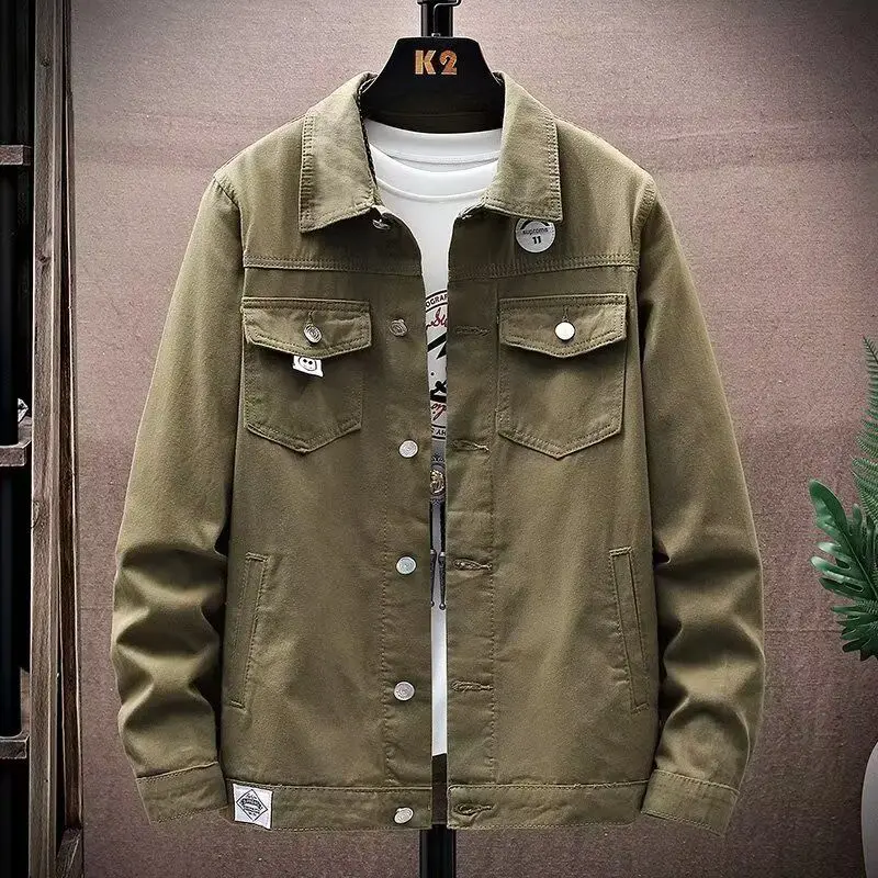 

Casual Printed Workwear Denim Jaet Men's Collared Spring Autumn New Korean Sle Versatile Leisure Coat Trendy