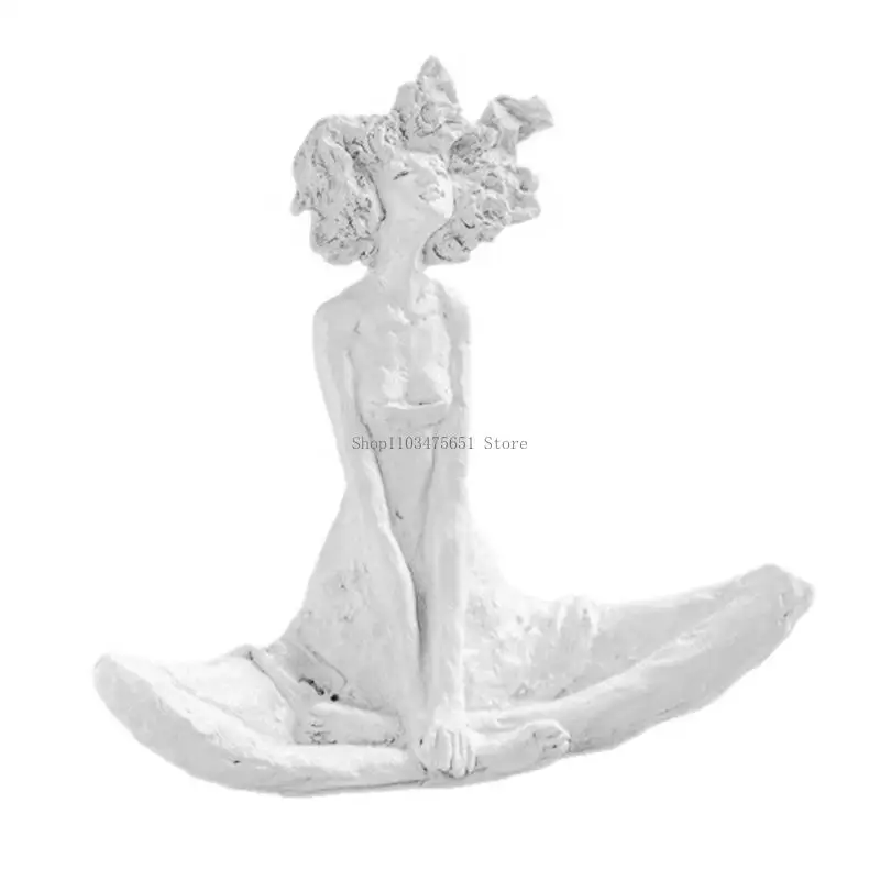  Resin Seated Girl Decors Figurine for Bedroom Entryway Display