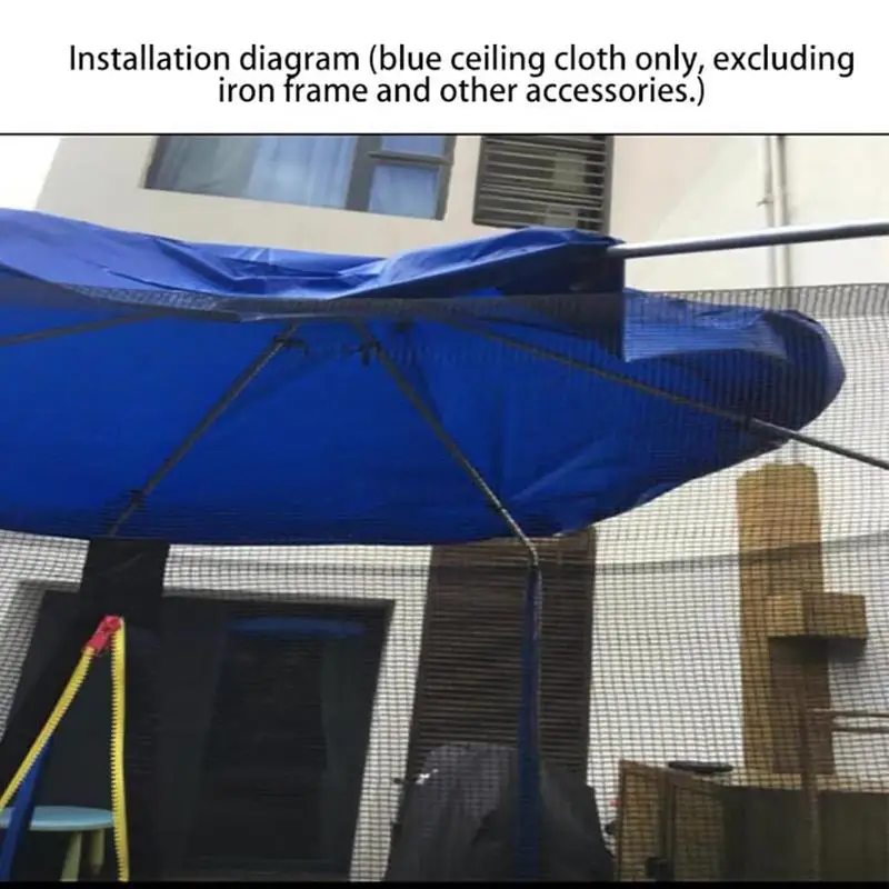 UV Resistant Trampoline Cover Anti-UV Dust-Proof Sunshade Cover Space-Saving Blue Protection Cover User-Friendly Trampoline