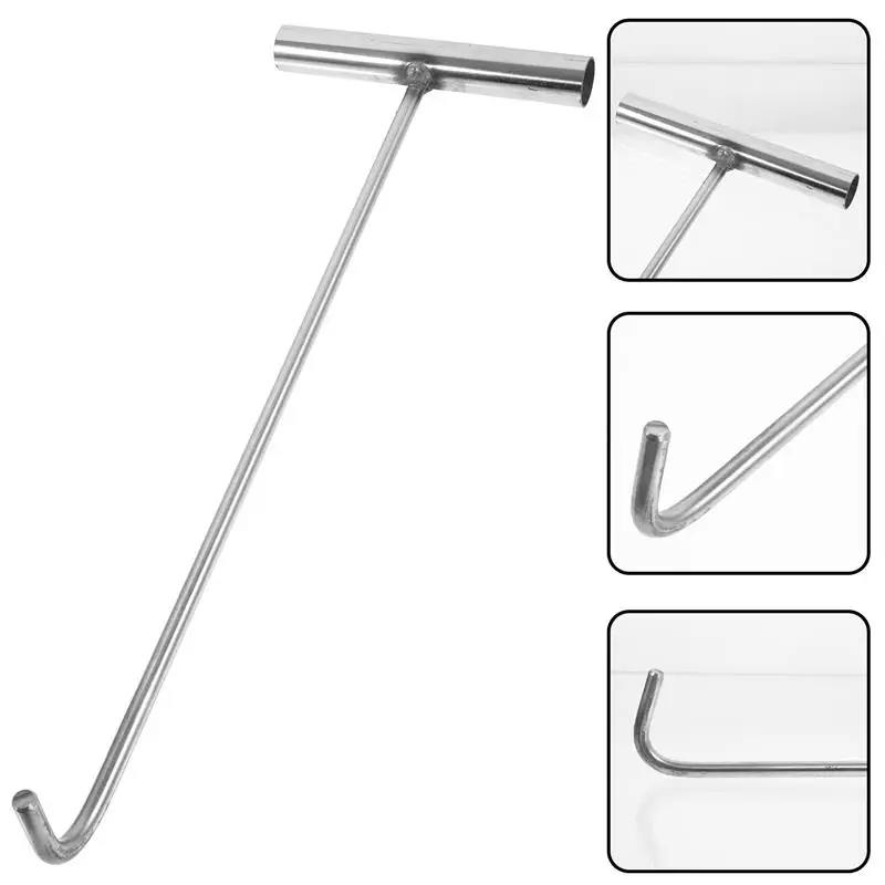 

T-shaped Steel Hook Well Lid Roll Up Door Manhole Cover Hook Heavy Duty Hooks For Hanging Rebar Pull Lifting Gadget Hooks Tool