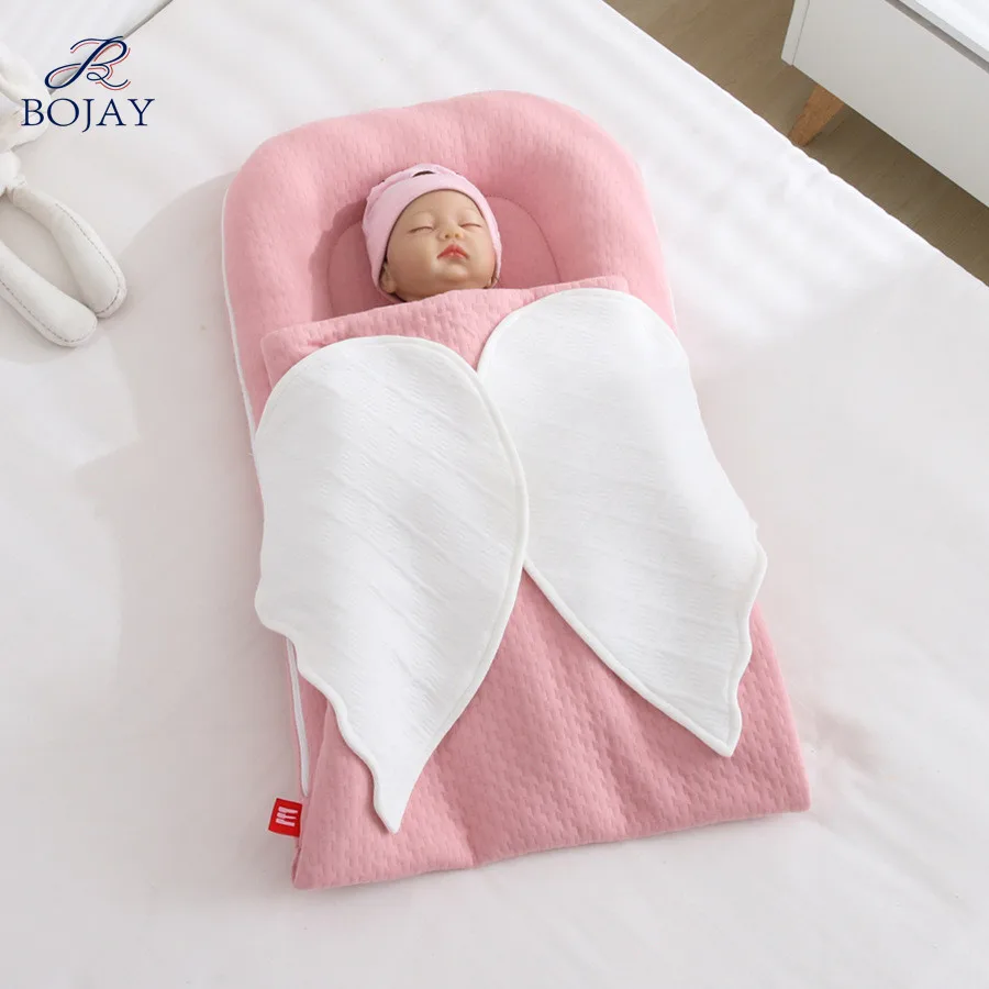 

Ultra Soft Breathable 100% Cotton Baby Lounger with Blanket Wrap for Newborn Baby Nest Co- Sleeper Bed for Babies Bassinet