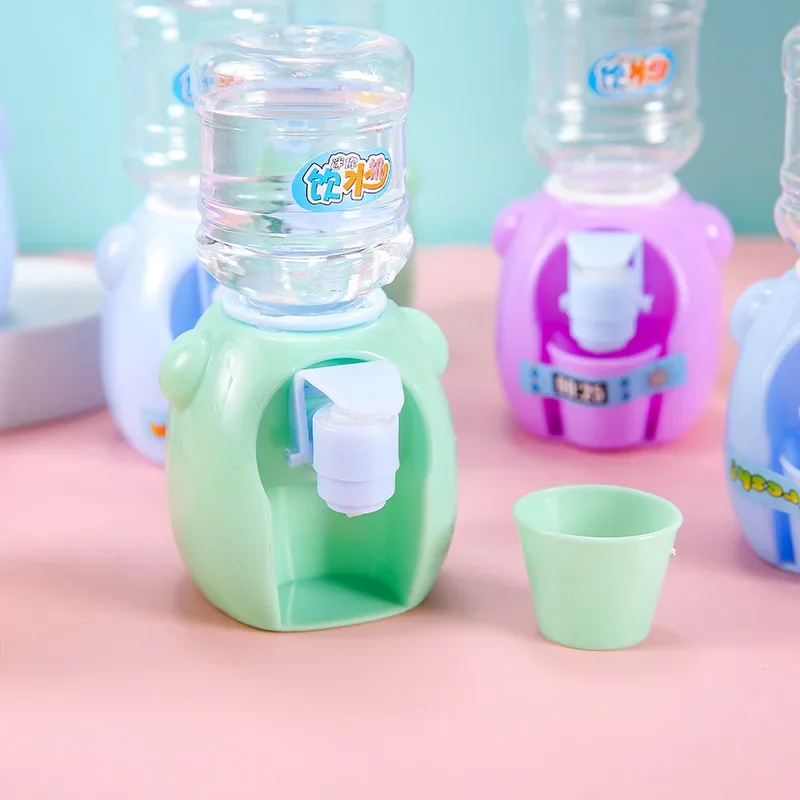 Mini Children Water Dispenser Toy with Cute Multiple Colors Cold/Warm Water Juice Milk Drinking Fountain Simulation Kitchen Toys