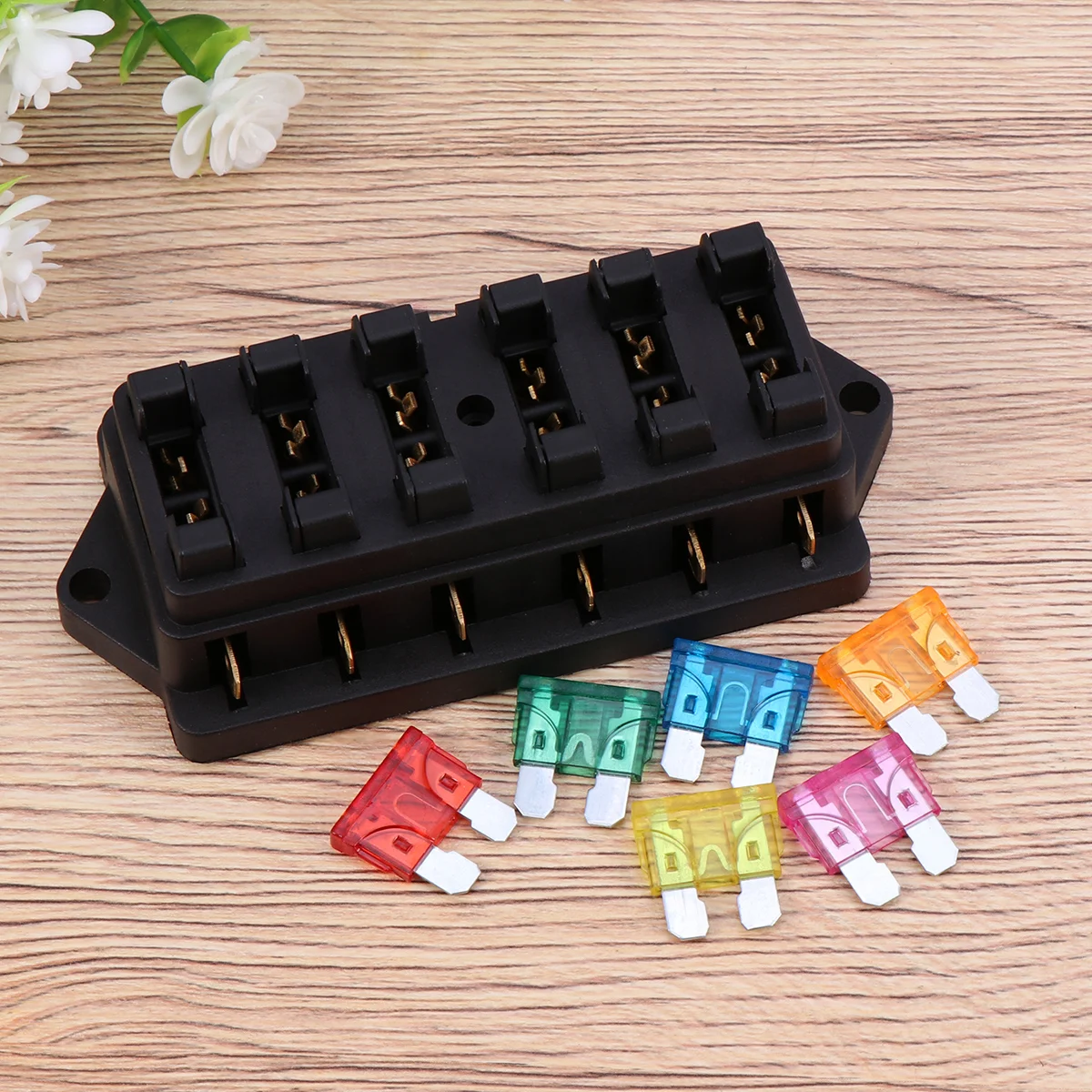 6-Way Illuminated Fuse Box Holder Block with for Automotive Boat Marine Car Van 6 Way Fuse Box Holder