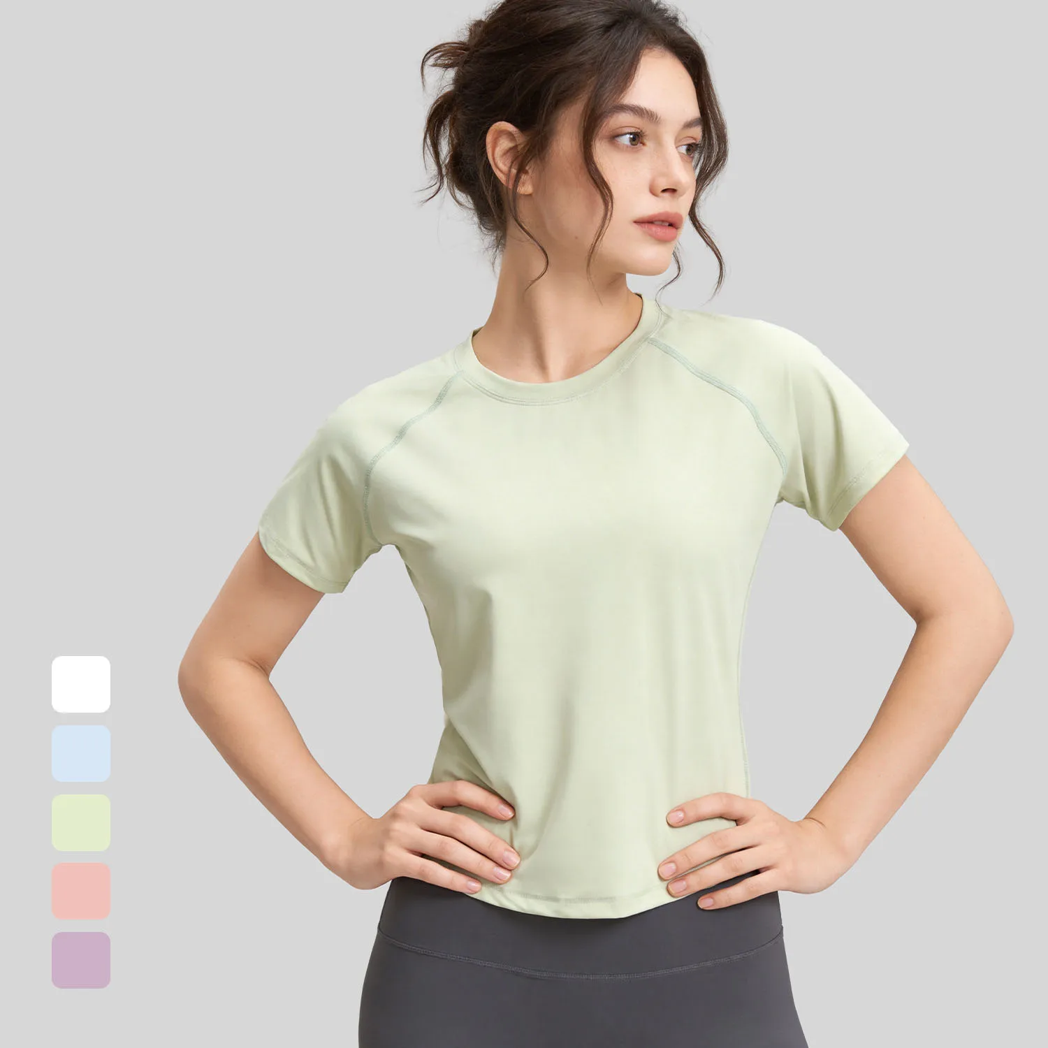 Women Quick-Dry Workout T-Shirt Back Mesh Breathable Short Sleeve Athletic Top for Running Yoga Gym